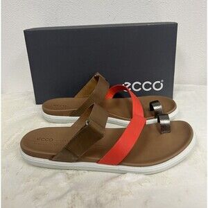 Ecco Simpil Sandals Leather Slides Colorblock Whisky Size 10-10.5